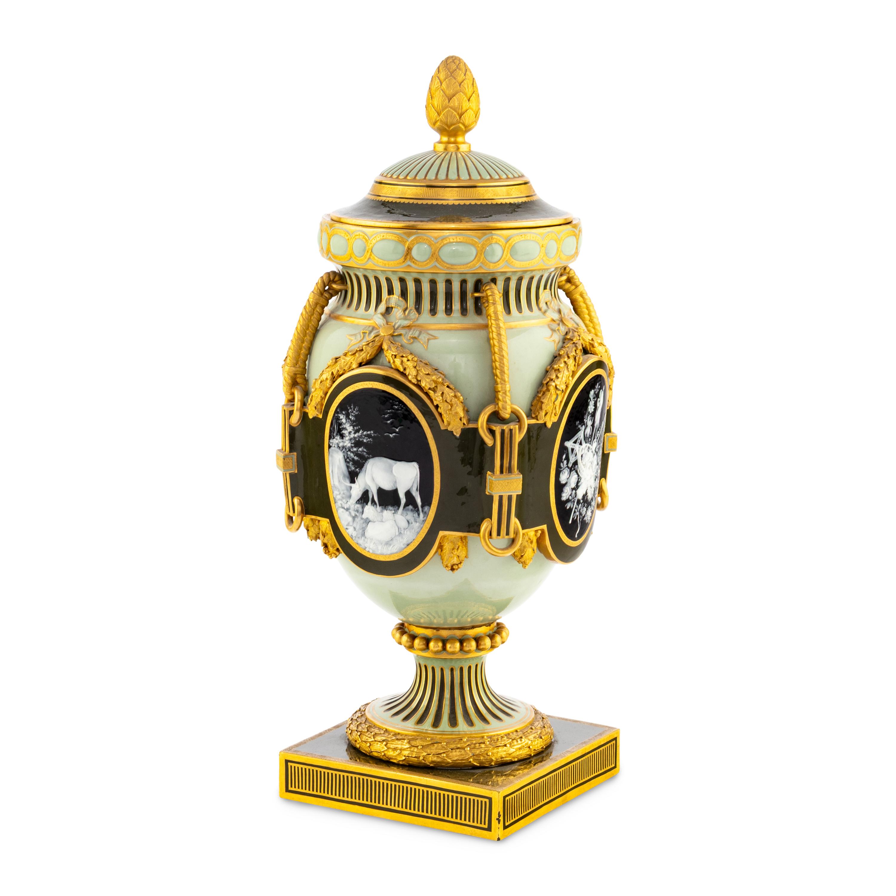 A Minton Pâte-sur-Pâte Porcelain Covered Exhibition Urn