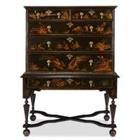 William and Mary black Japanned high chest English and American, 18th and 20th century