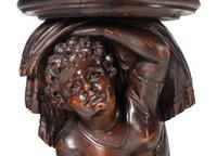 A Venetian Carved Walnut Figural Pedestal
