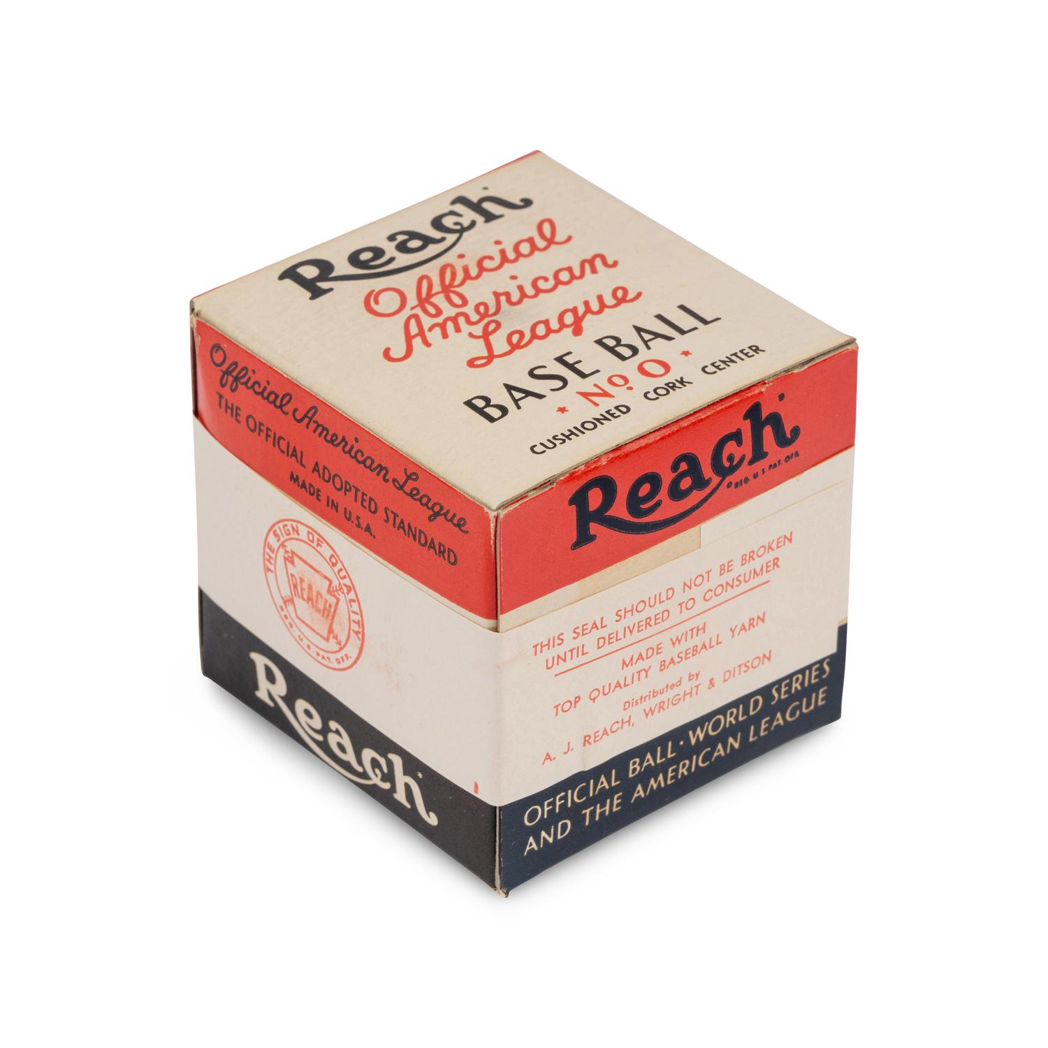 An Original, Unused 1940s Reach Official American League Baseball in Sealed Box