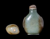Two Chinese Celadon Jade Snuff Bottles