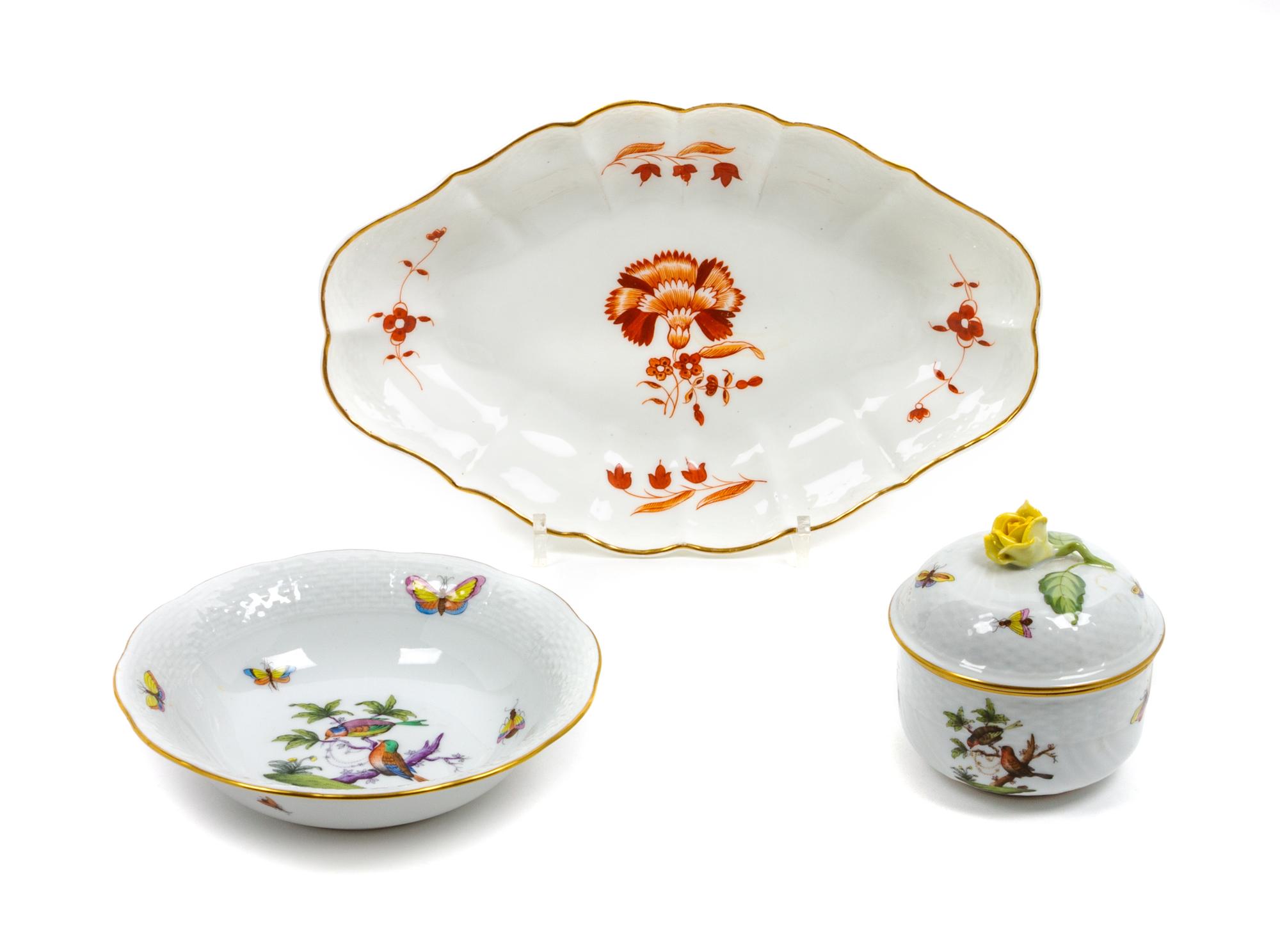 Two Herend Porcelain Articles Width of widest 11 inches.