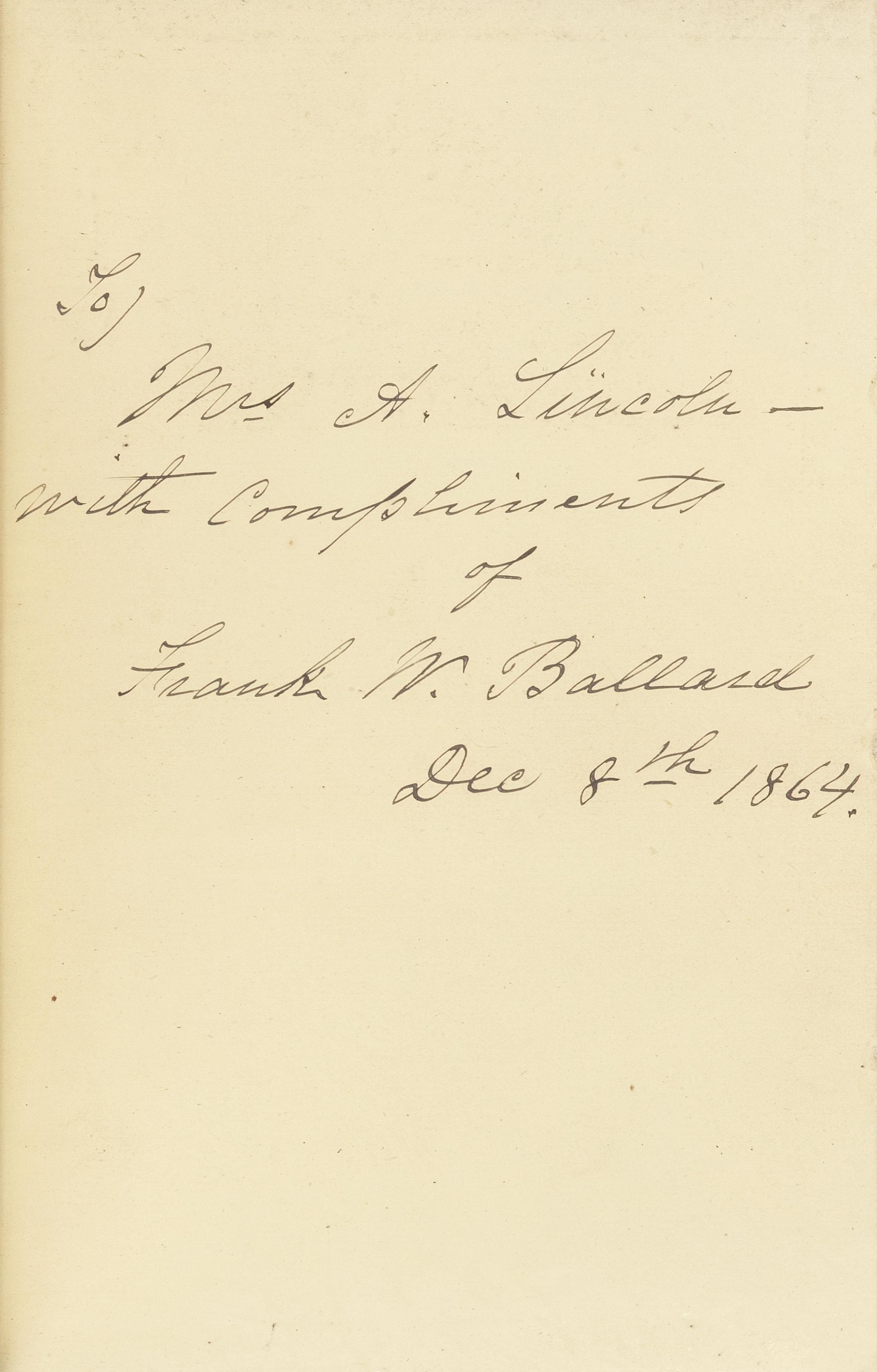 [LINCOLN, Mary Todd (1818-1882), her copy]. HOWS, John William Stanho (1797-1871), editor. Golden Leaves from the American Poets . New York: James G. Gregory, 1865.