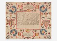 Martin Brechall (c. 1757- 1831), Fraktur: Birth Record for Heinrich Getz, dated "1802"