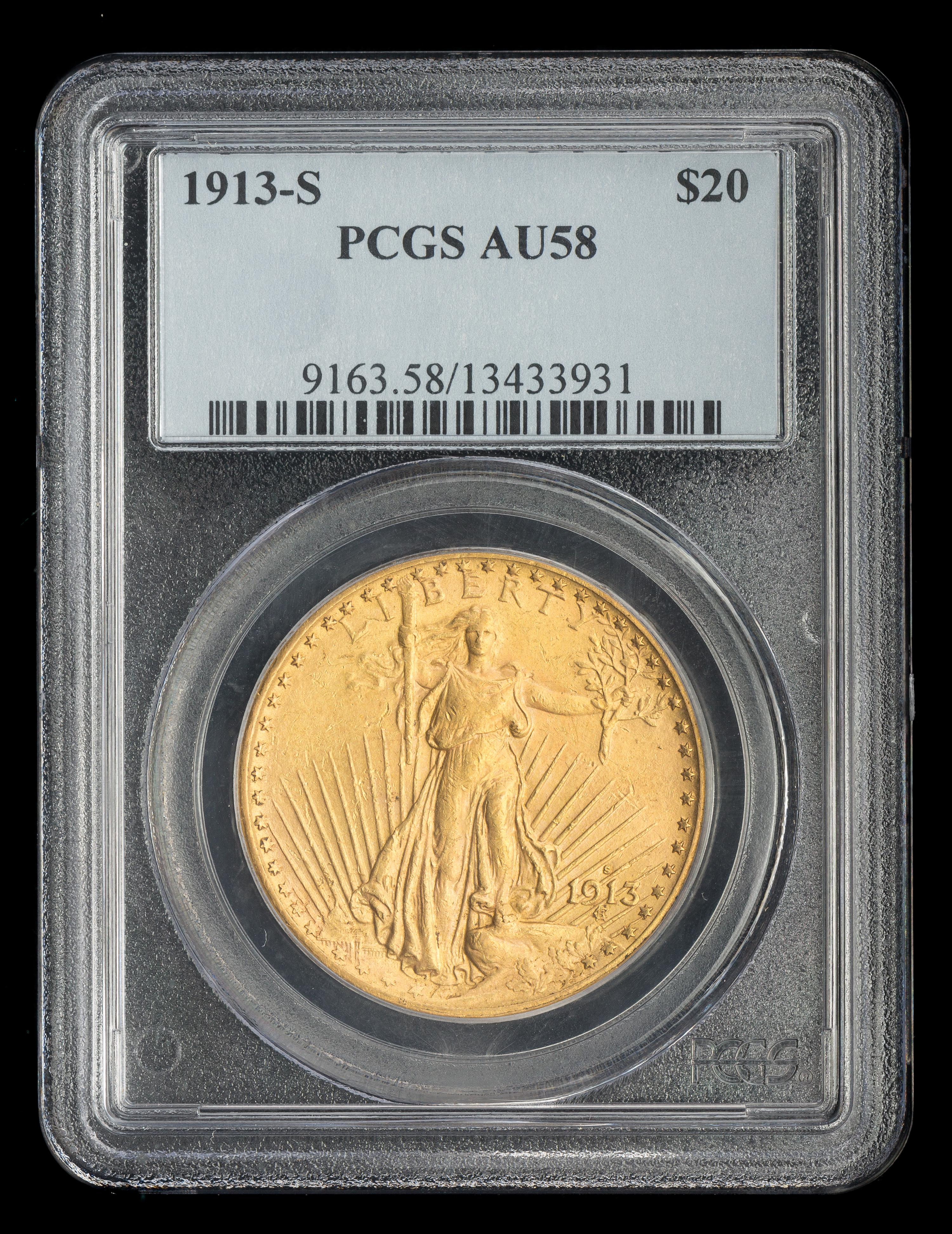 A United States 1913-S St. Gaudens $20 Gold Coin