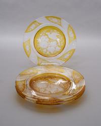 A Set of Twelve Bohemian Glass Dishes, Diameter 8 7/8 inches.