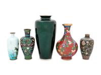 Nine Chinese and Japanese Cloisonné Enameled Articles