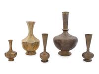 Five Persian Brass Vases