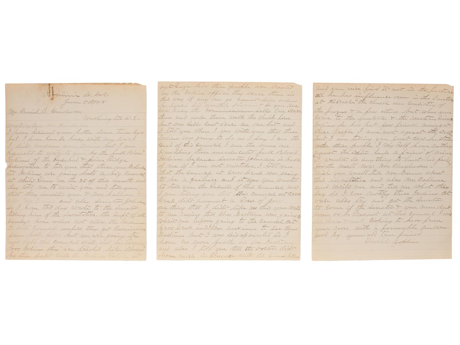 [NATIVE AMERICAN]. Archive of documents related to the Assiniboine and Sisseton Sioux tribes.