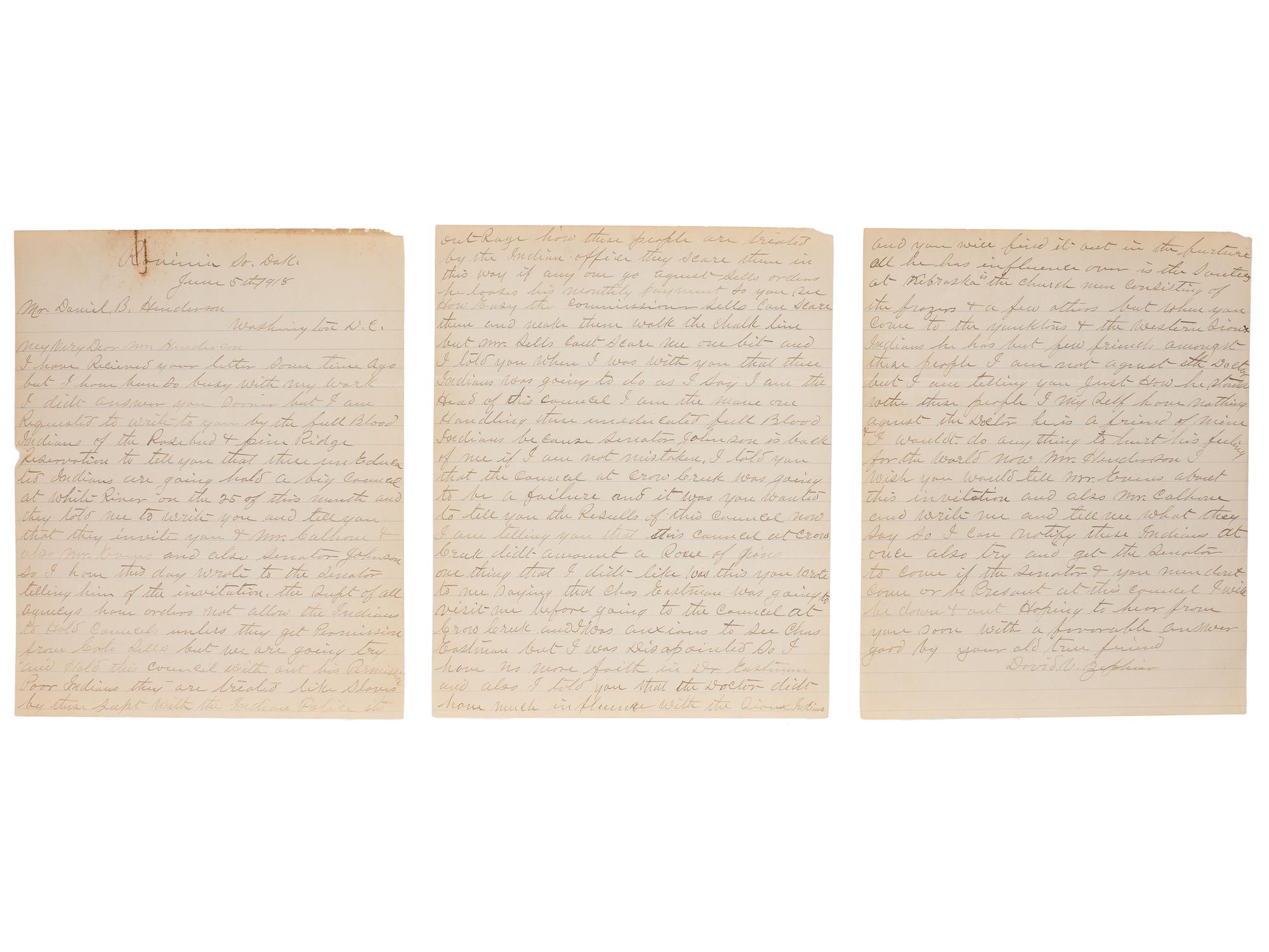 [NATIVE AMERICAN]. Archive of documents related to the Assiniboine and Sisseton Sioux tribes.
