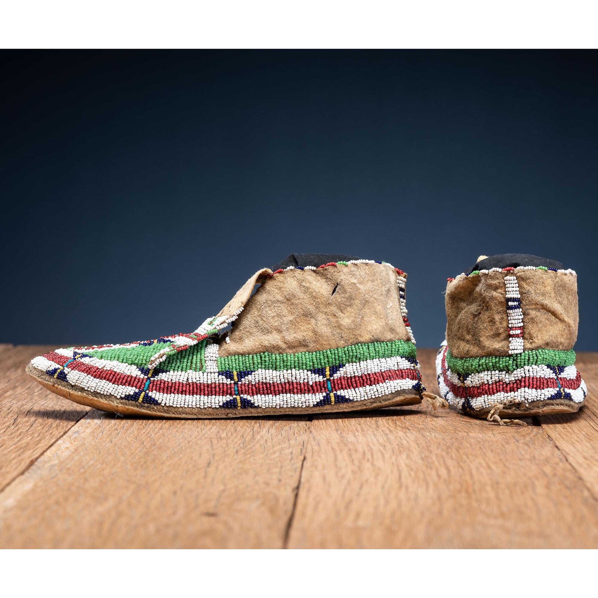 Northern Plains Beaded Hide Moccasins