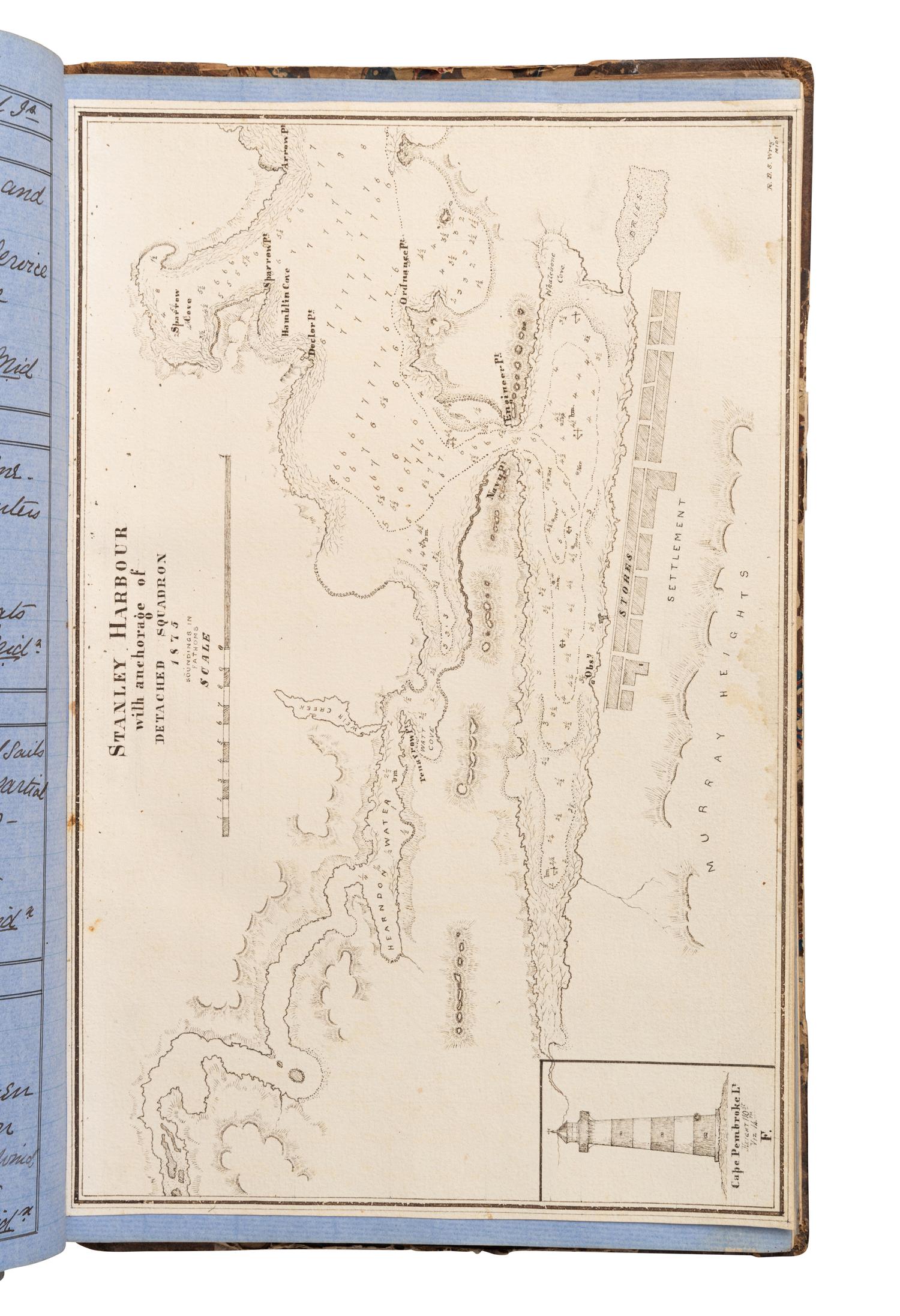 [NAVAL -- MANUSCRIPTS]. WREY, R. “Logs of HMS ‘Duke of Wellington’ Captain G. Hancock / ‘Inconstant’ Captain C. L. D. Waddilove. / ‘Doris’ Captain W. H. Edye…kept by R. Wrey [signed], Midshipman.” [1870-1876].