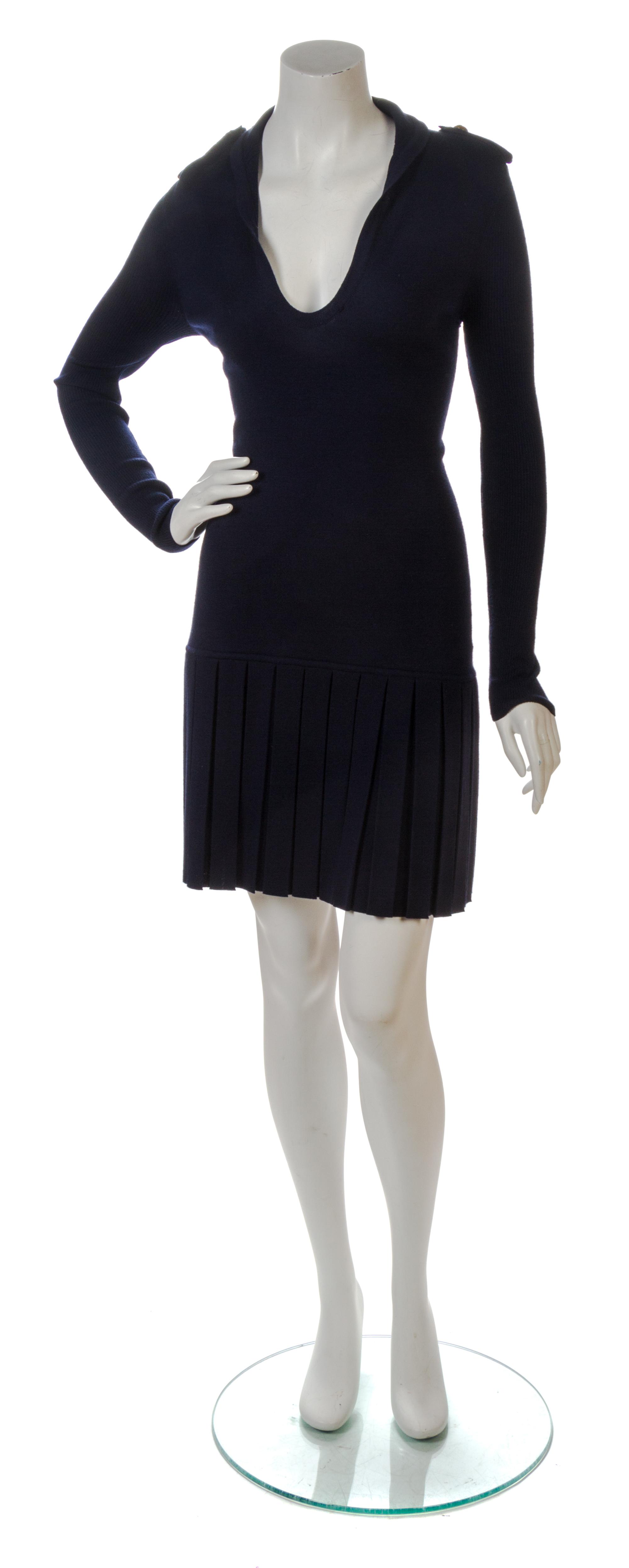 An Alexander McQueen Navy Wool Knit Dress, Size M.