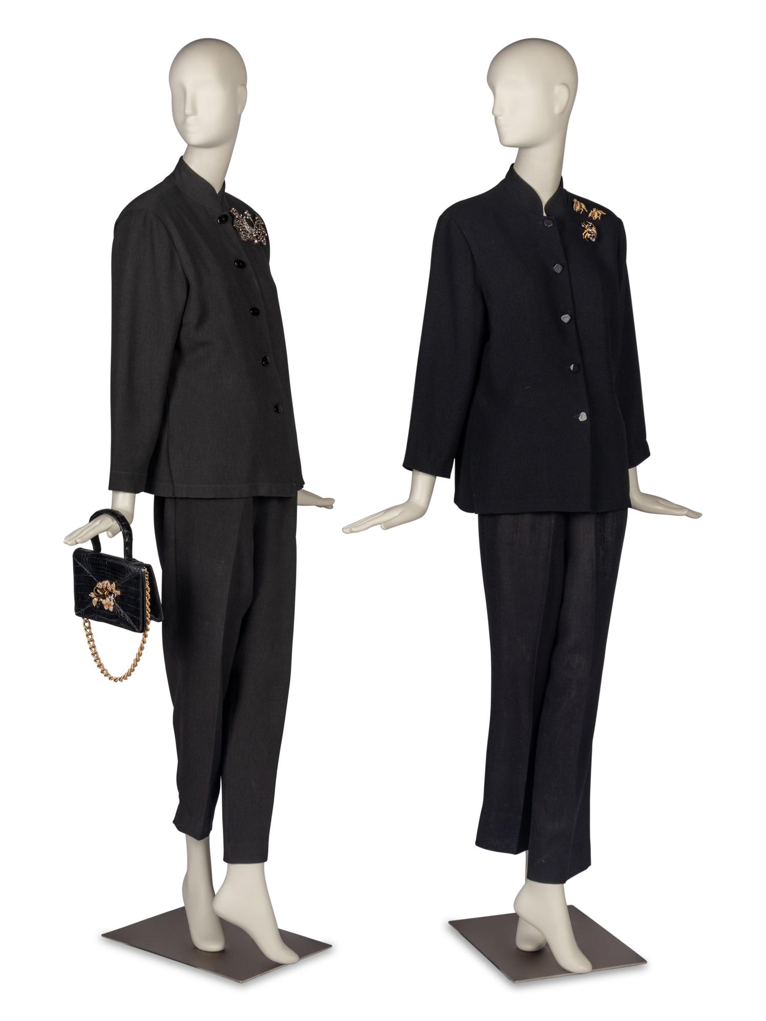 Two Emmelle Suits Accompanied by a Collection of Costume Jewelry and Caiman Handbag