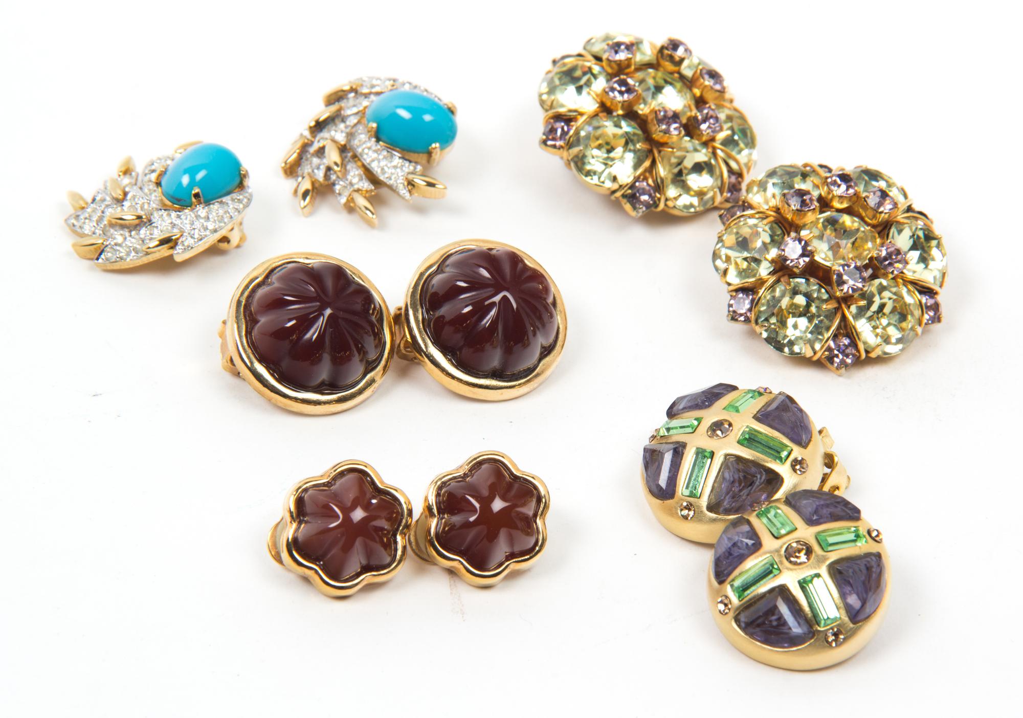 A Group of Five Pairs of Stamped Earclips,