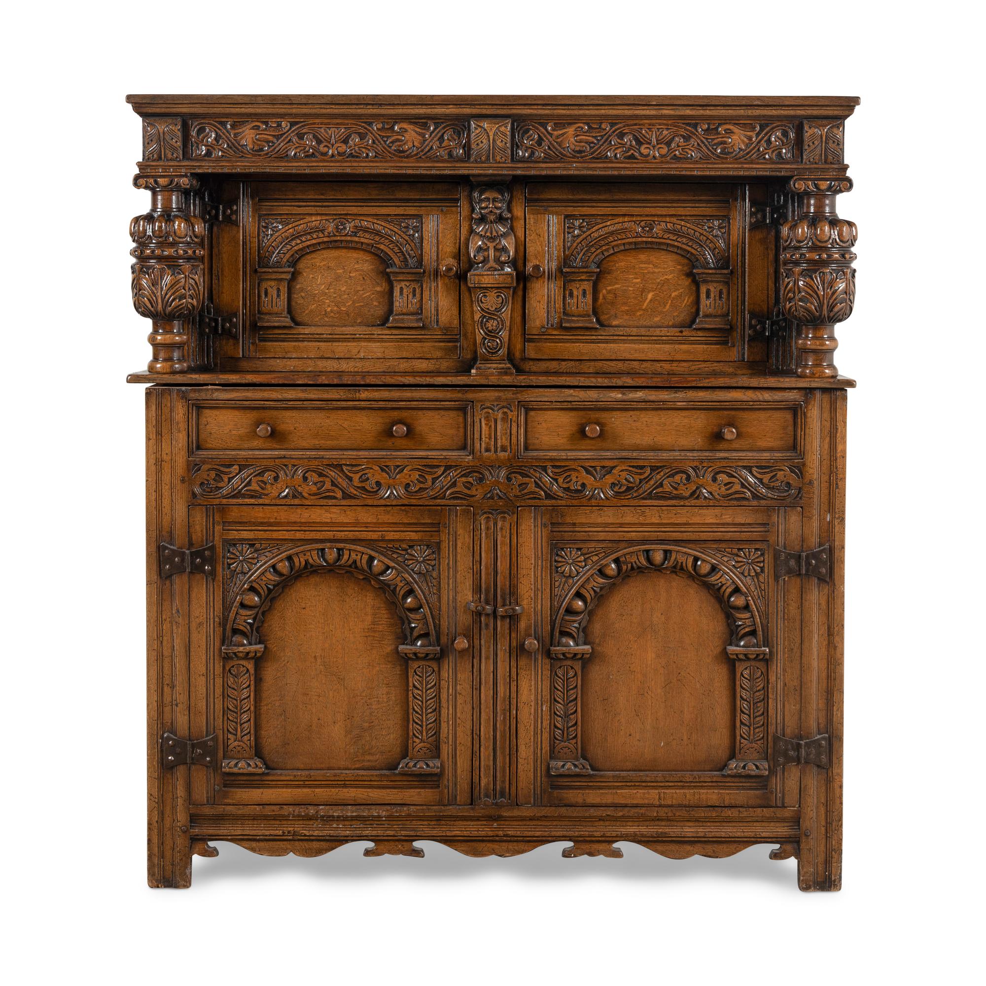 An English Oak Court Cupboard