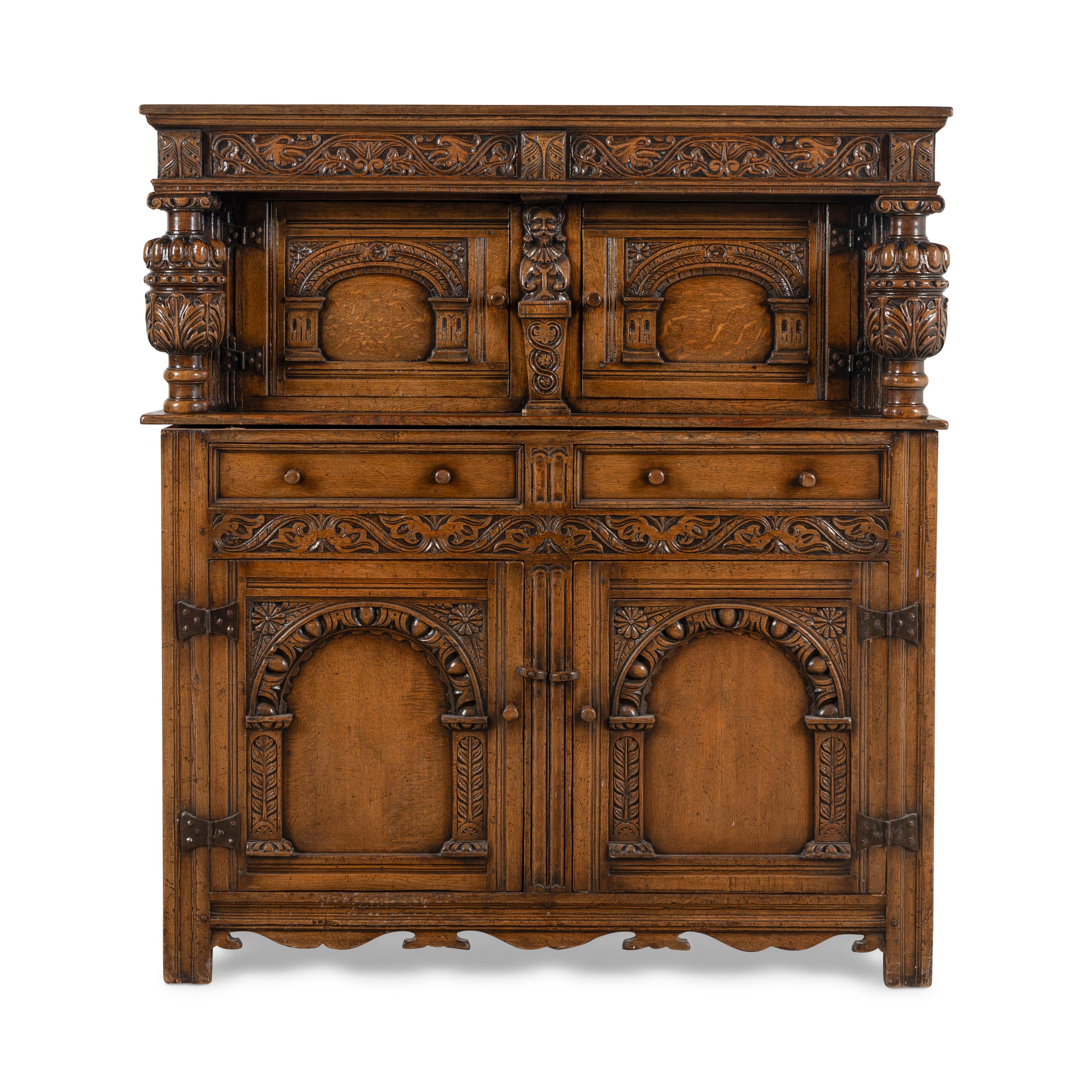 An English Oak Court Cupboard