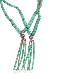 Pueblo Rolled Turquoise Necklace AND Zuni Fetish Necklace