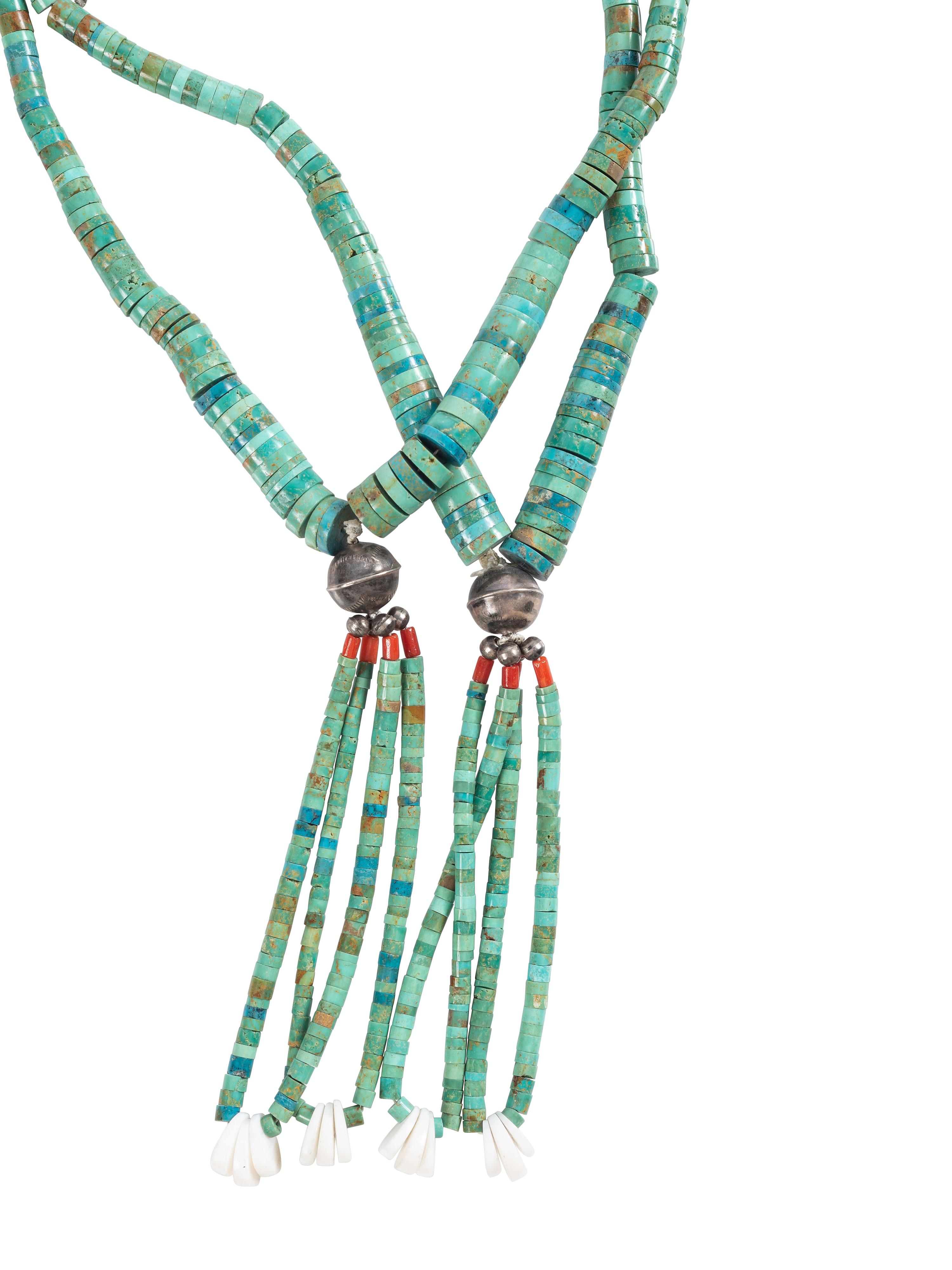 Pueblo Rolled Turquoise Necklace AND Zuni Fetish Necklace