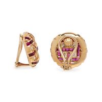 YELLOW GOLD, RUBY, AND DIAMOND CLIP EARRINGS