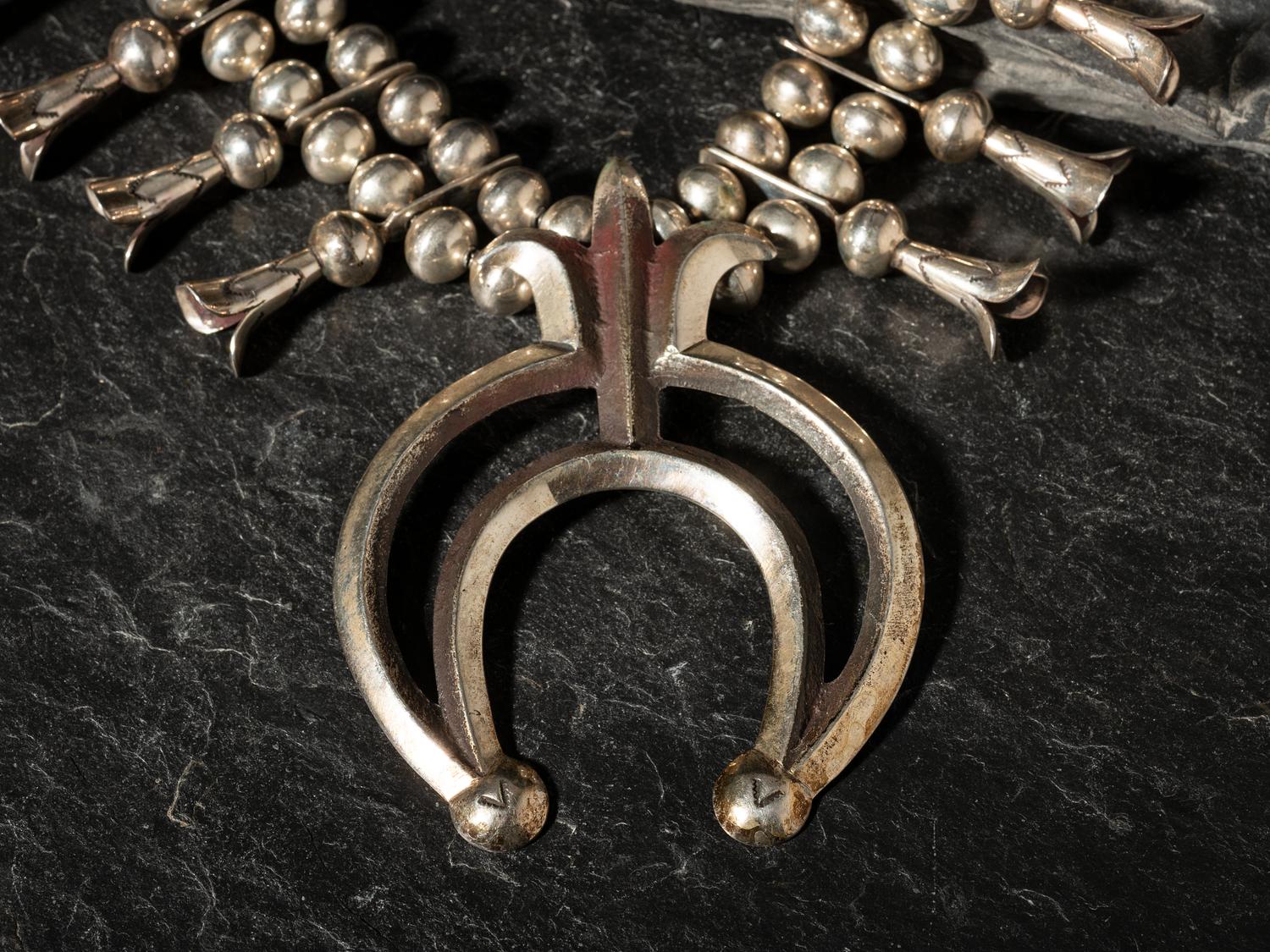 Navajo Silver Squash Blossom Necklace