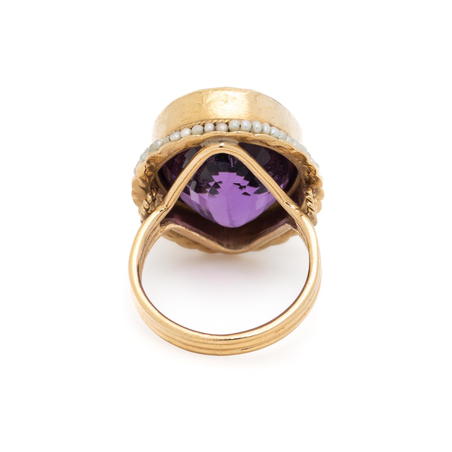 AMETHYST AND SEED PEARL RING