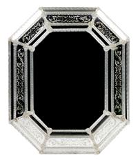 A Venetian Glass Mirror, Height 47 x width 39 inches.