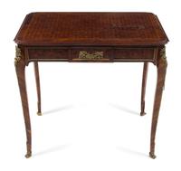A Louis XVI Style Parquetry Table Height 29 3/4 x width 31 x depth 20 inches. — 19TH/20TH CENTURY