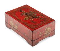 A Chinese Export Lacquered and Parcel-Gilt Table Casket