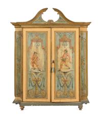 An Italian Baroque Style 'Commedia Dell'Arte' Painted Cabinet