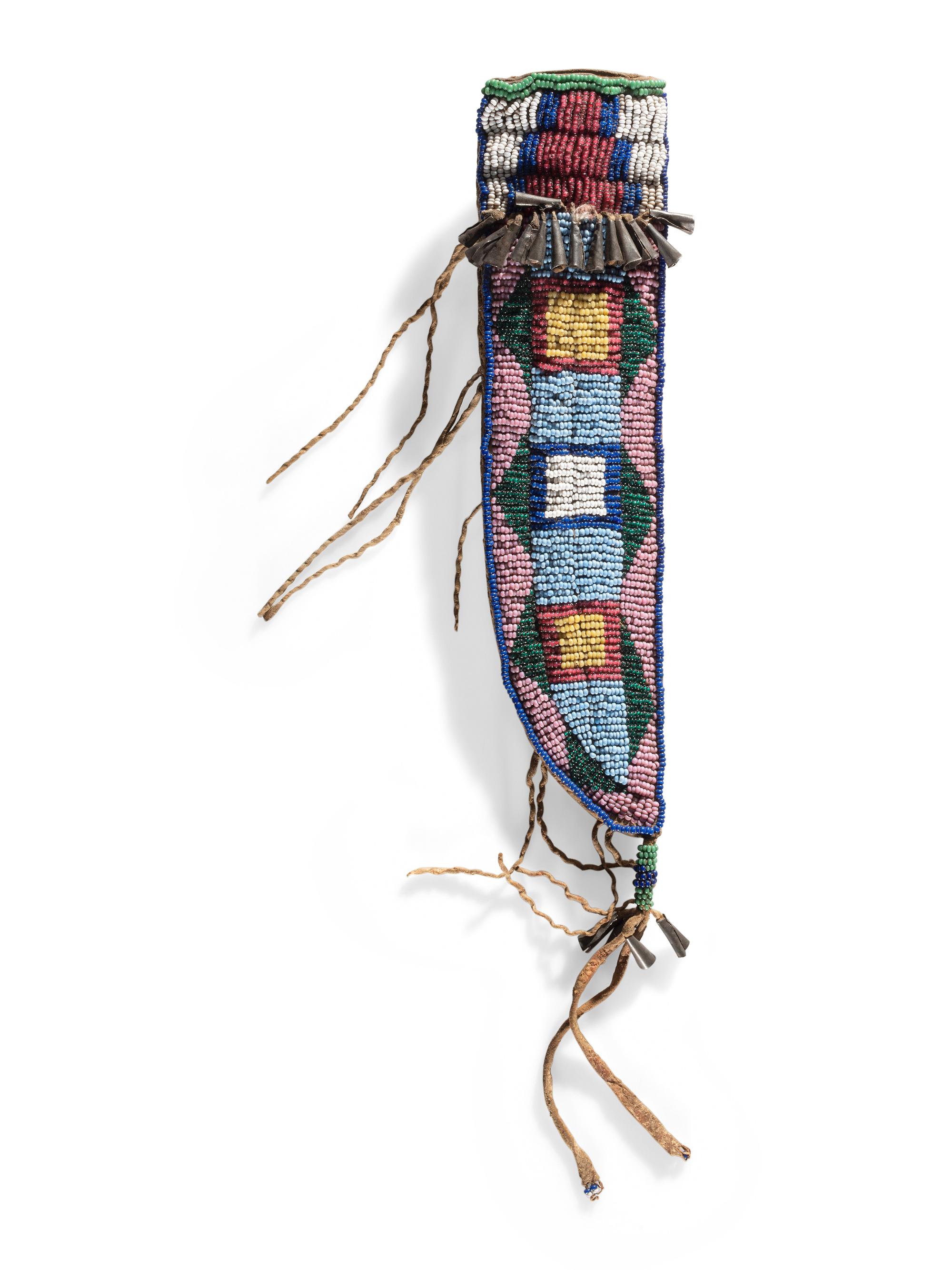 Central Plains Beaded Buffalo Hide Knife Sheath