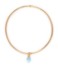 YELLOW GOLD, BLUE TOPAZ AND DIAMOND PENDANT/NECKLACE