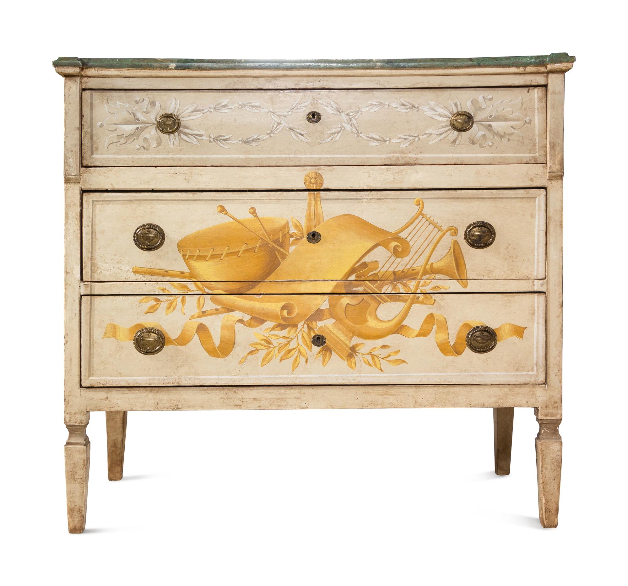 A Matched Pair of Italian Painted Bedside Tables