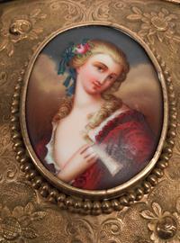 A French Gilt Bronze and Porcelain Portrait Plaque-Inset Box