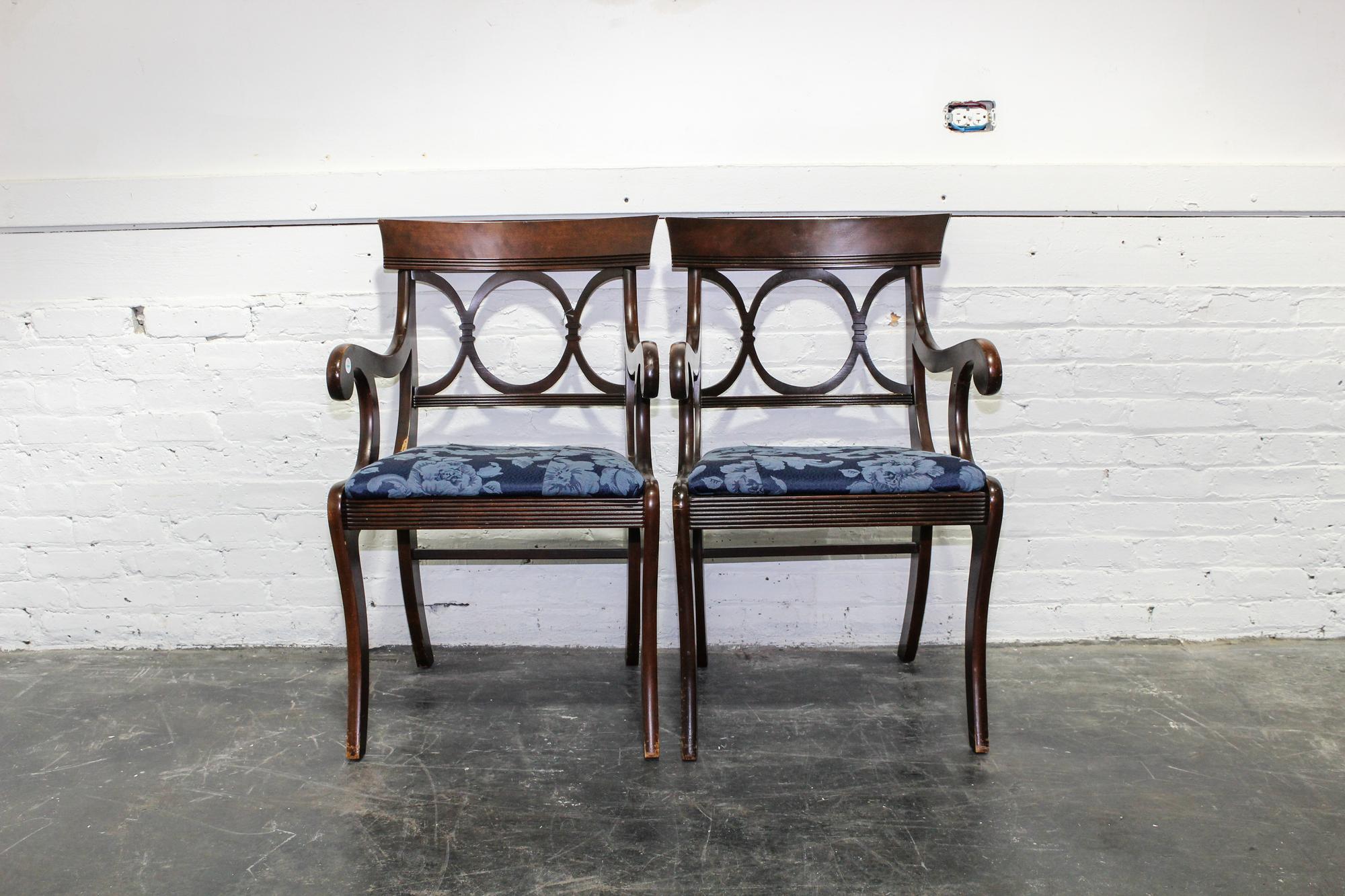 A Pair of Regency Style Mahogany Armchairs Height 34 1/2 inches. — 20TH CENTURY