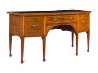 A Regency Marquetry and Line Inlaid Bowfront Sideboard