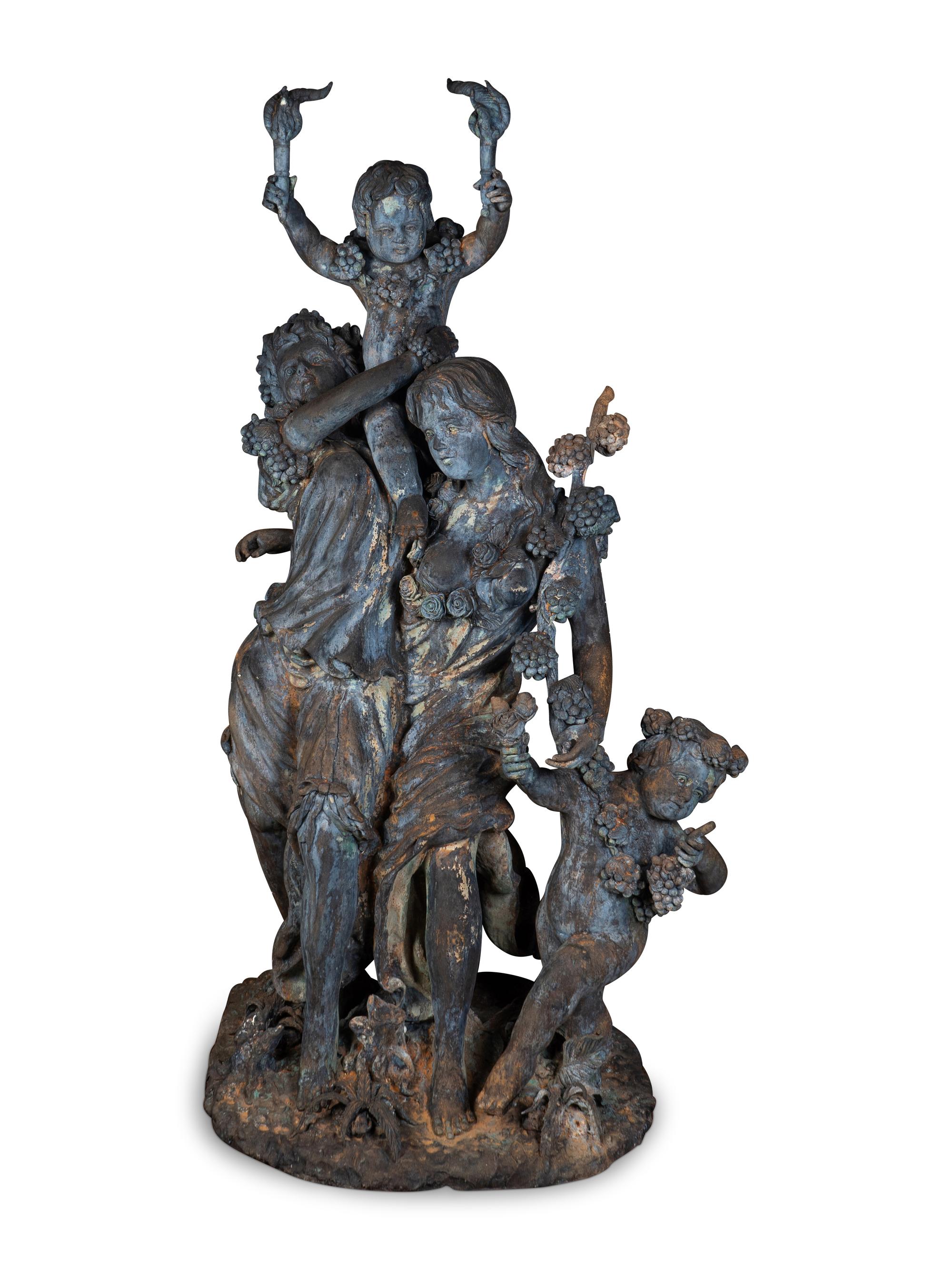 A Large French Bronze Figural Sculpture, After Clodion — 19TH CENTURY