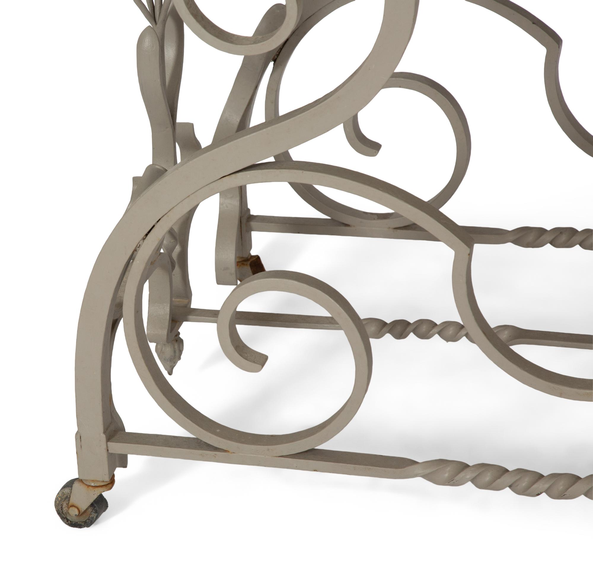 A French Wrought Iron Pastry Table with Honed Carrara Marble Top