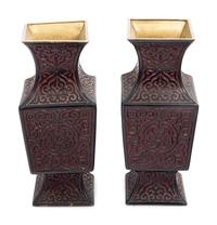 A Pair of Chinese Tixi Lacquered Vases