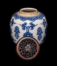 Three Chinese Blue and White Porcelain Ginger Jars