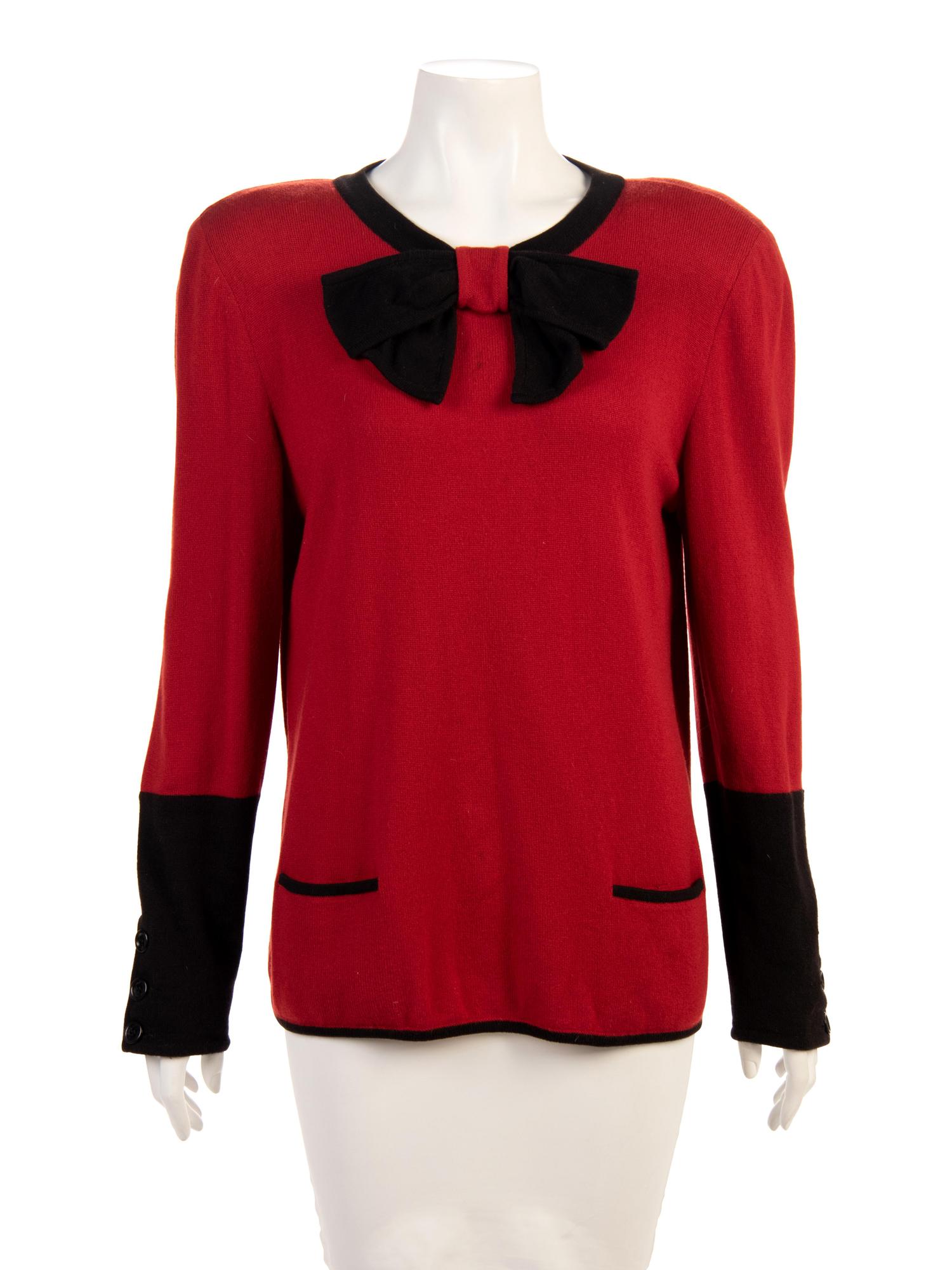 Three Valentino Cashmere Knit Tops with Bows, 1980s