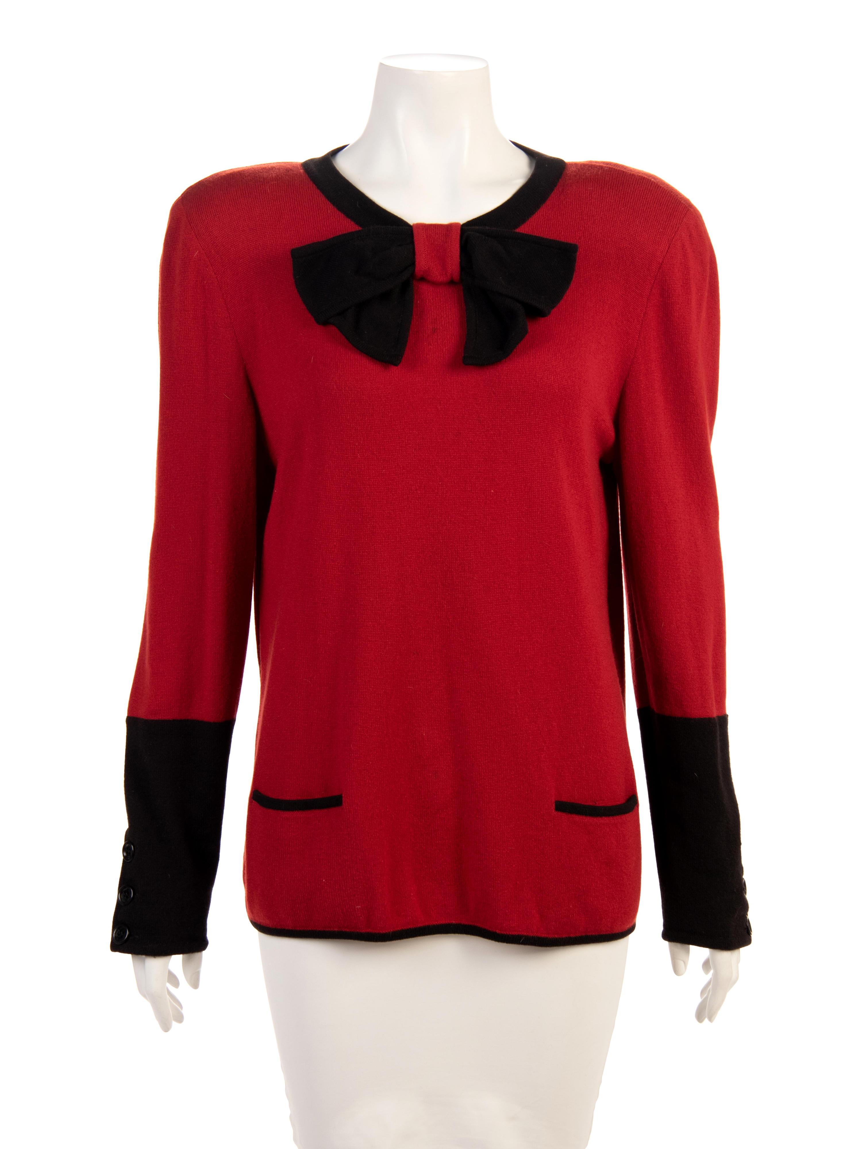 Three Valentino Cashmere Knit Tops with Bows, 1980s