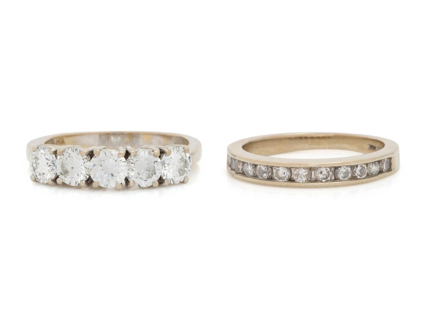 COLLECTION OF WHITE GOLD AND DIAMOND RINGS