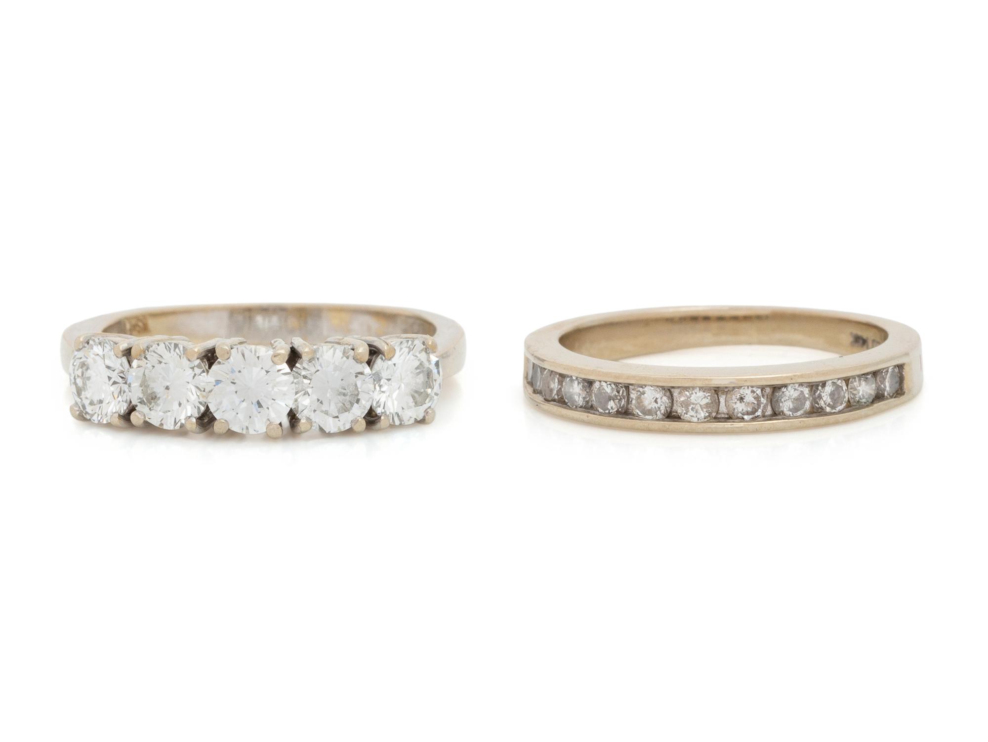 COLLECTION OF WHITE GOLD AND DIAMOND RINGS