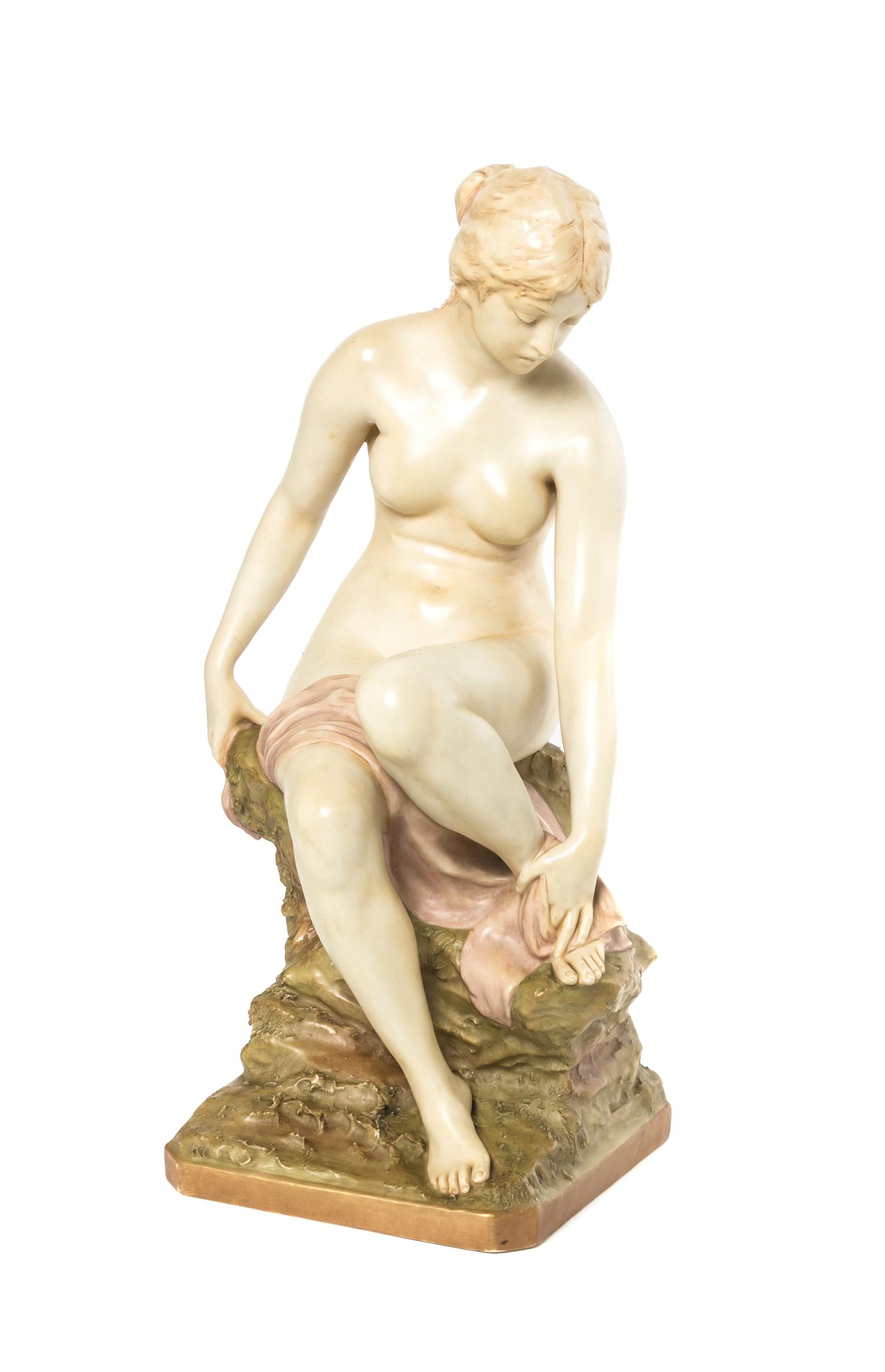 A Royal Dux Ceramic Figure, Height 21 1/2 inches.