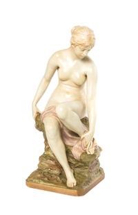 A Royal Dux Ceramic Figure, Height 21 1/2 inches.