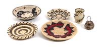 Six Miniature Southwestern Baskets Diameter of largest 3 1/3 inches.