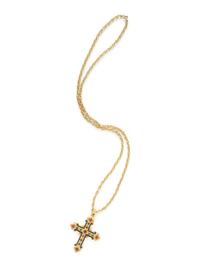 EMERALD, RUBY, AND ENAMEL CROSS PENDANT NECKLACE