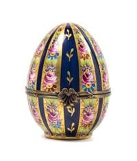 A Limoges Hand Painted Porcelain Egg-Form Box Height 4 3/4 inches. — 20TH CENTURY