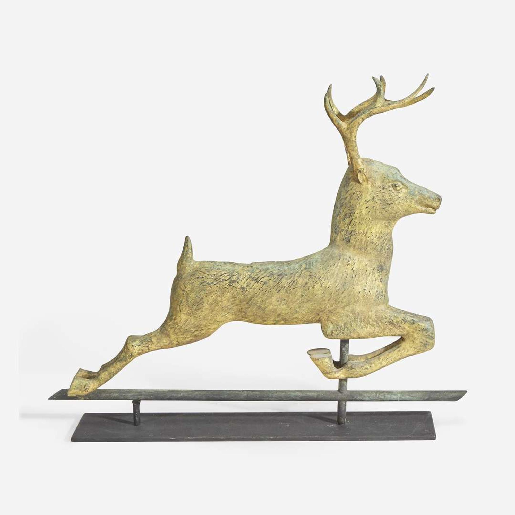 A small copper and zinc Stag weathervane Attributed to Fiske & Co., New York (active 1870-1983)